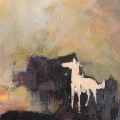 Desert Stallion, Landscape Impressionism, Oil Painting, Signed On Verso, 1970