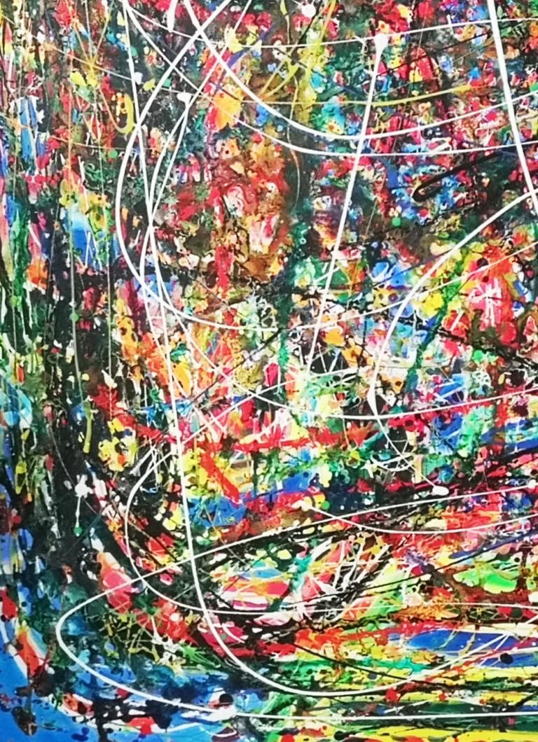 Colors of the Amazon by Patrice Rouge, Abstract Expressionism, Acrylic Painting - Black Abstract Painting by Patrice Rouge 