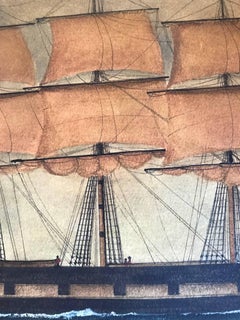 Naive watercolour of a Dutch schooner