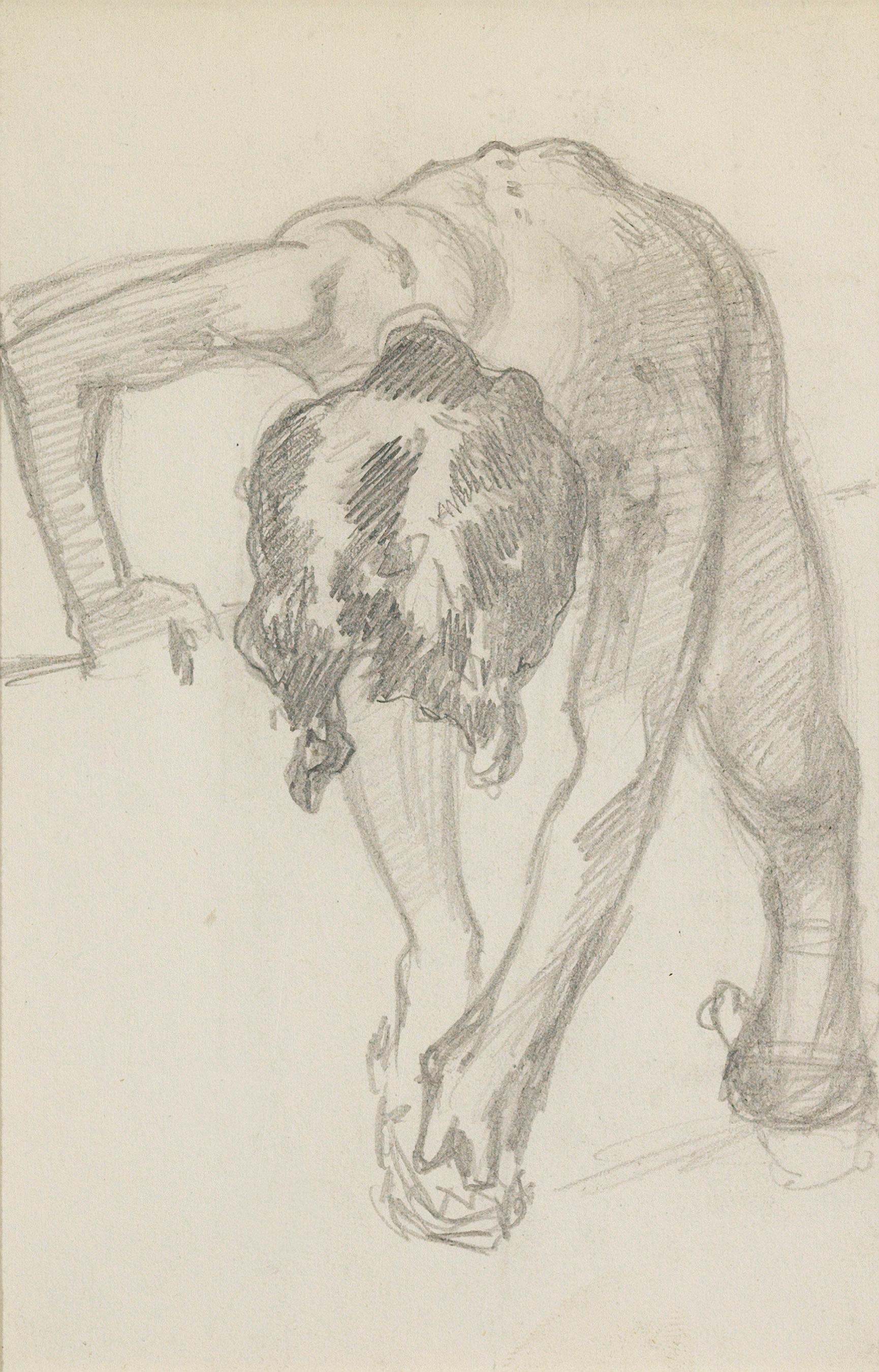Figur Bending Over – Art von John Singer Sargent