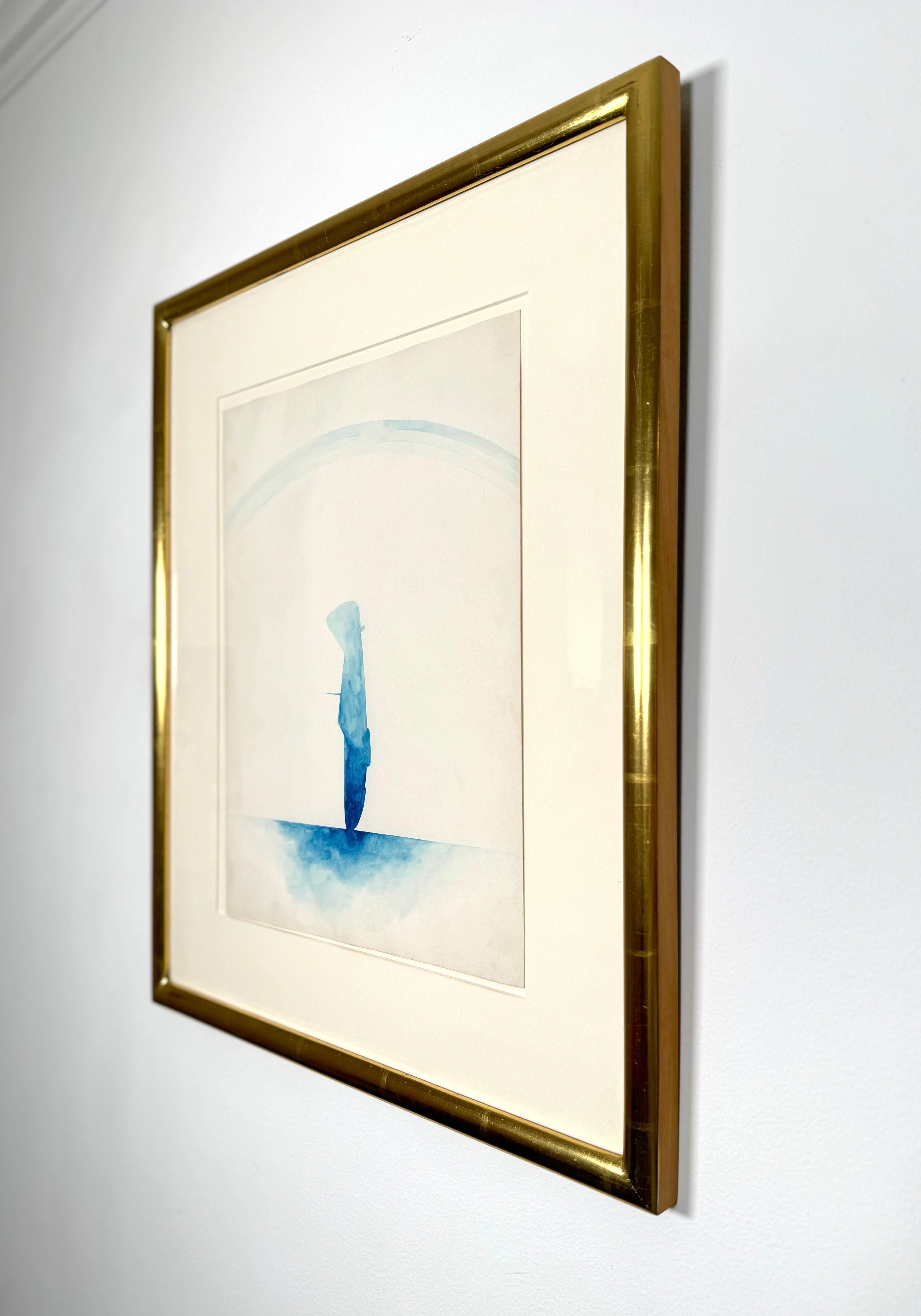 Untitled (Plane Crash) Blue - Gray Abstract Drawing by Robert Moskowitz