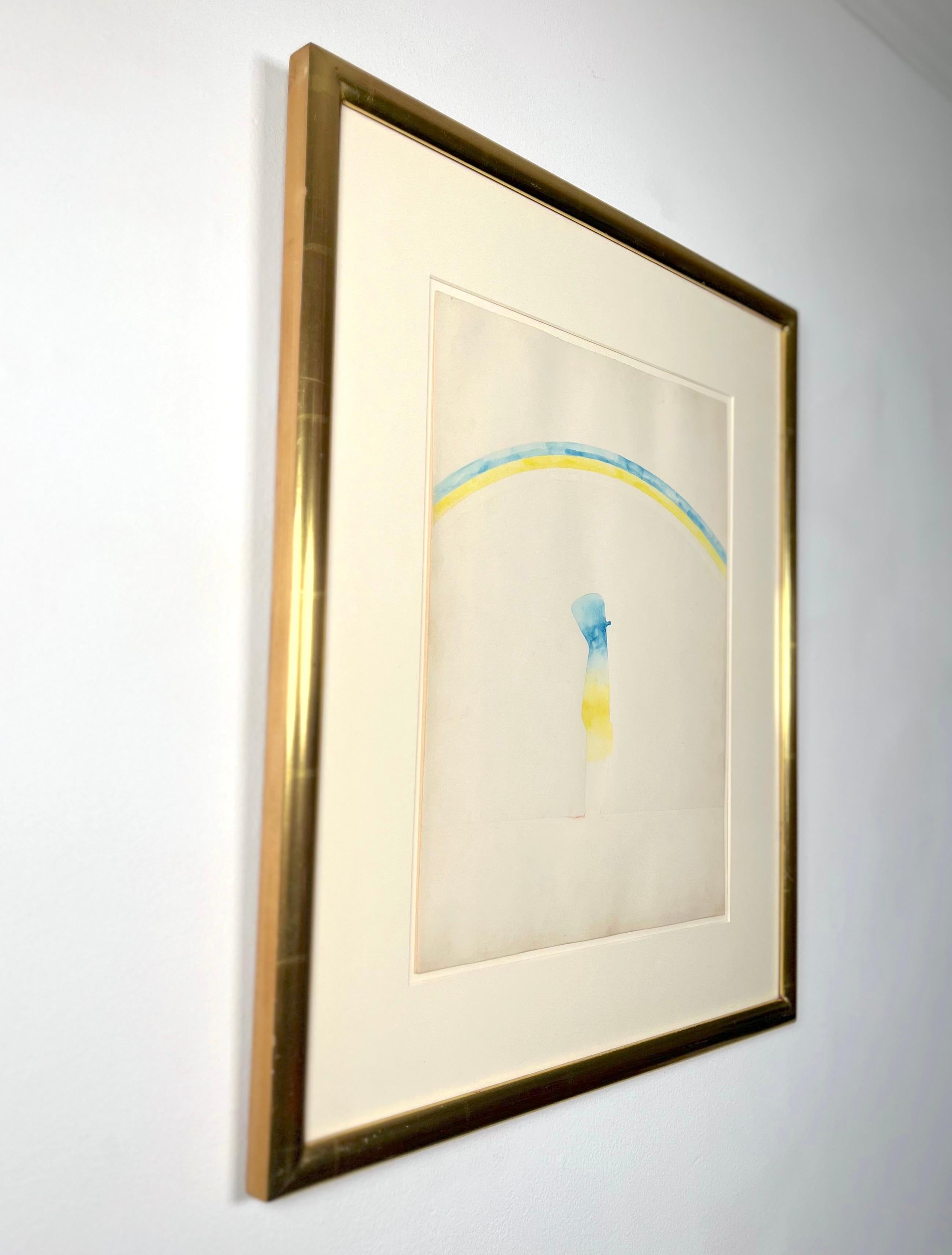Untitled (Plane Crash) Yellow - White Figurative Art by Robert Moskowitz