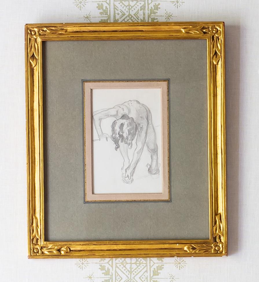 Figure Bending Over / Fixing His Sandal - Art by John Singer Sargent