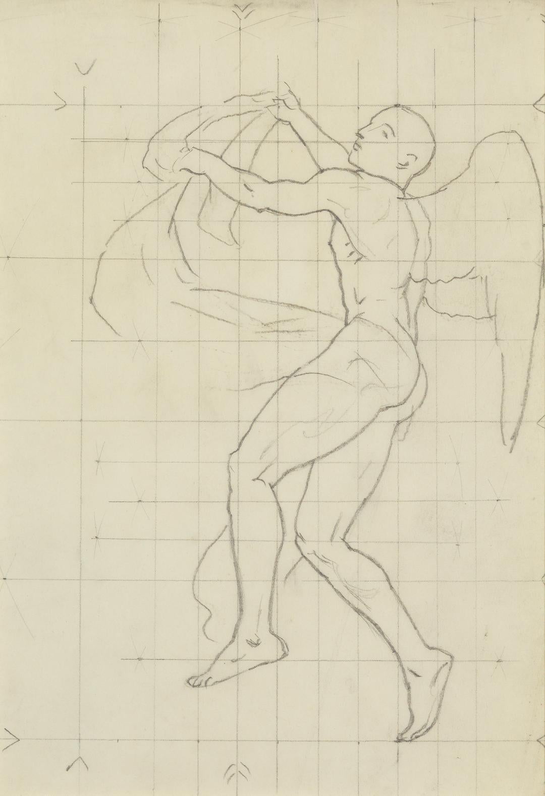 Study of Winged Figure for 'The Winds' - Art by John Singer Sargent