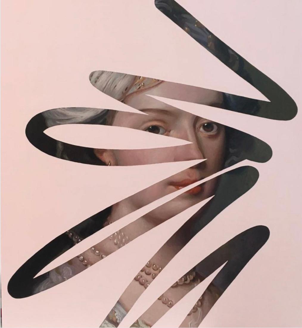 Portrait Painting de Lino Lago - Falsa Rosa Abstracta