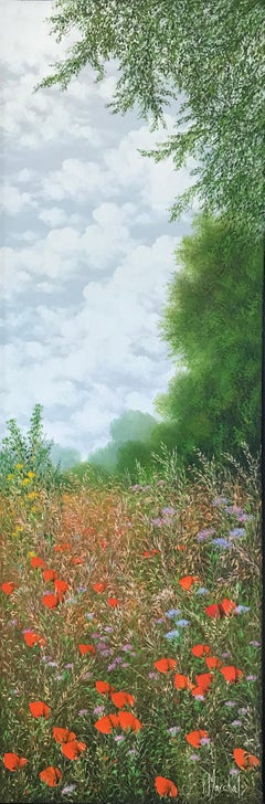 Eté, oil painting on canvas , size with frame 95.4 x 35.4 cm , 2019