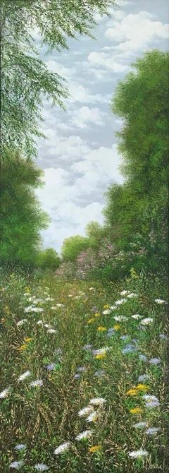 Printemps , oil painting on canvas , size with frame 95.4 x 35.4 cm , 2019