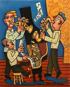 Blue Note, oil painting on canvas, size with frame 46.4 x 38.4 cm 