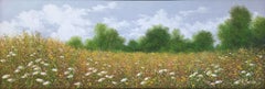 Champ fleuri , 2019, óleo sobre lienzo , tamaño con bastidor 25,4 x 65,4 cm