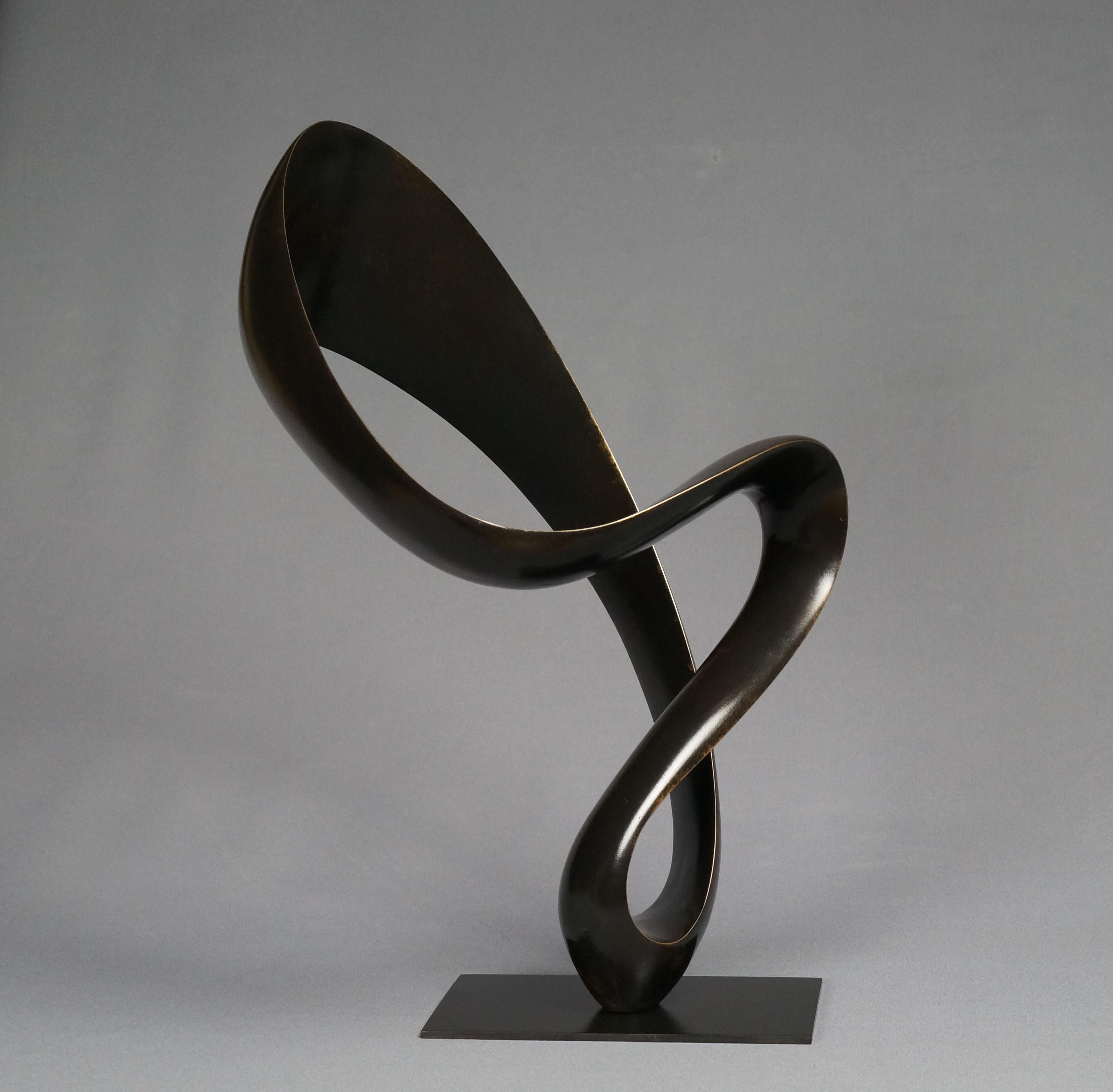 Edouard Hervé Abstract Sculpture - Complicité , bronze sculpture black patina n:5/8 , weight 11 Kg