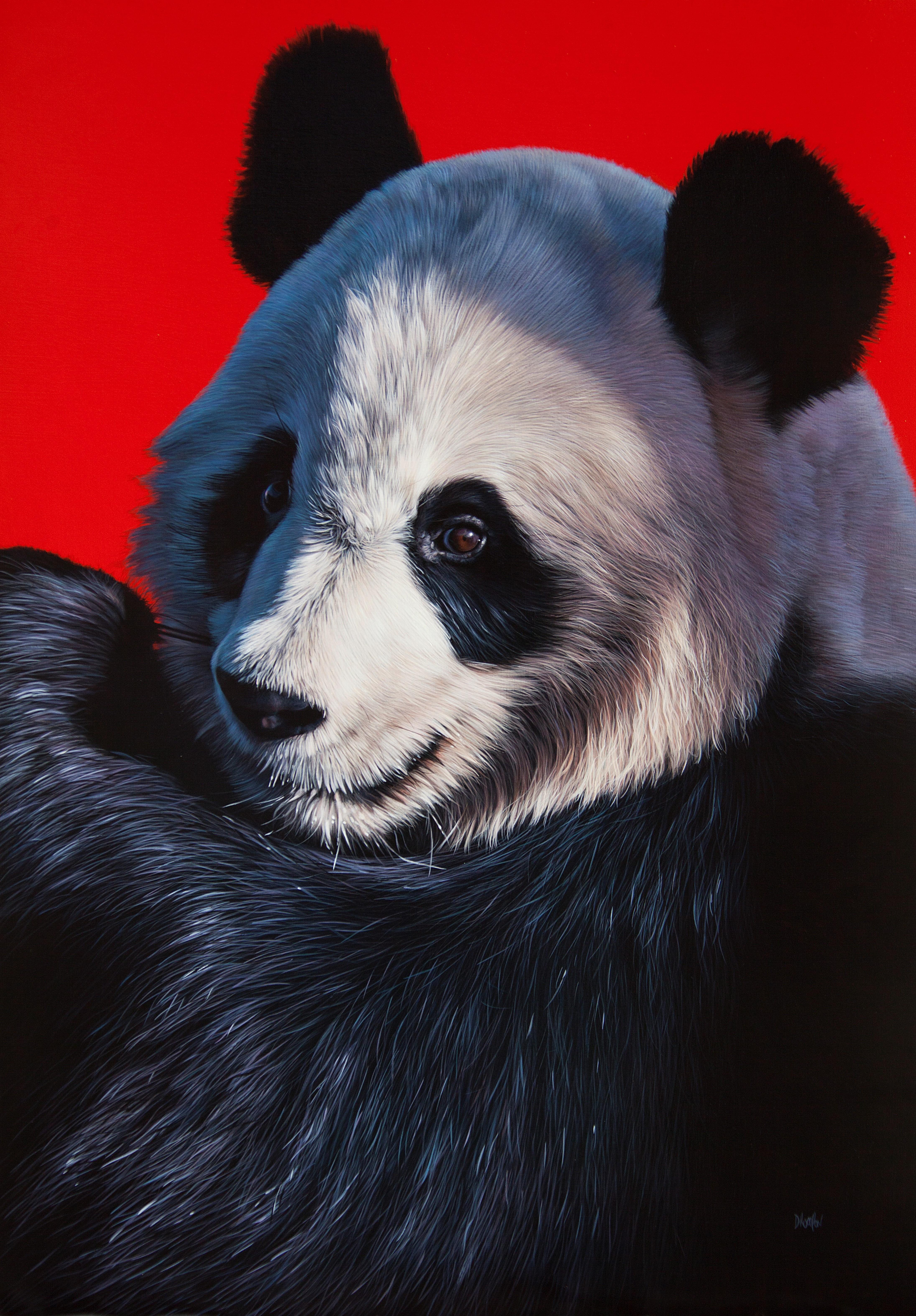 Christophe Drochon Animal Painting - LITTLE CHINA GIRL, Panda géant 