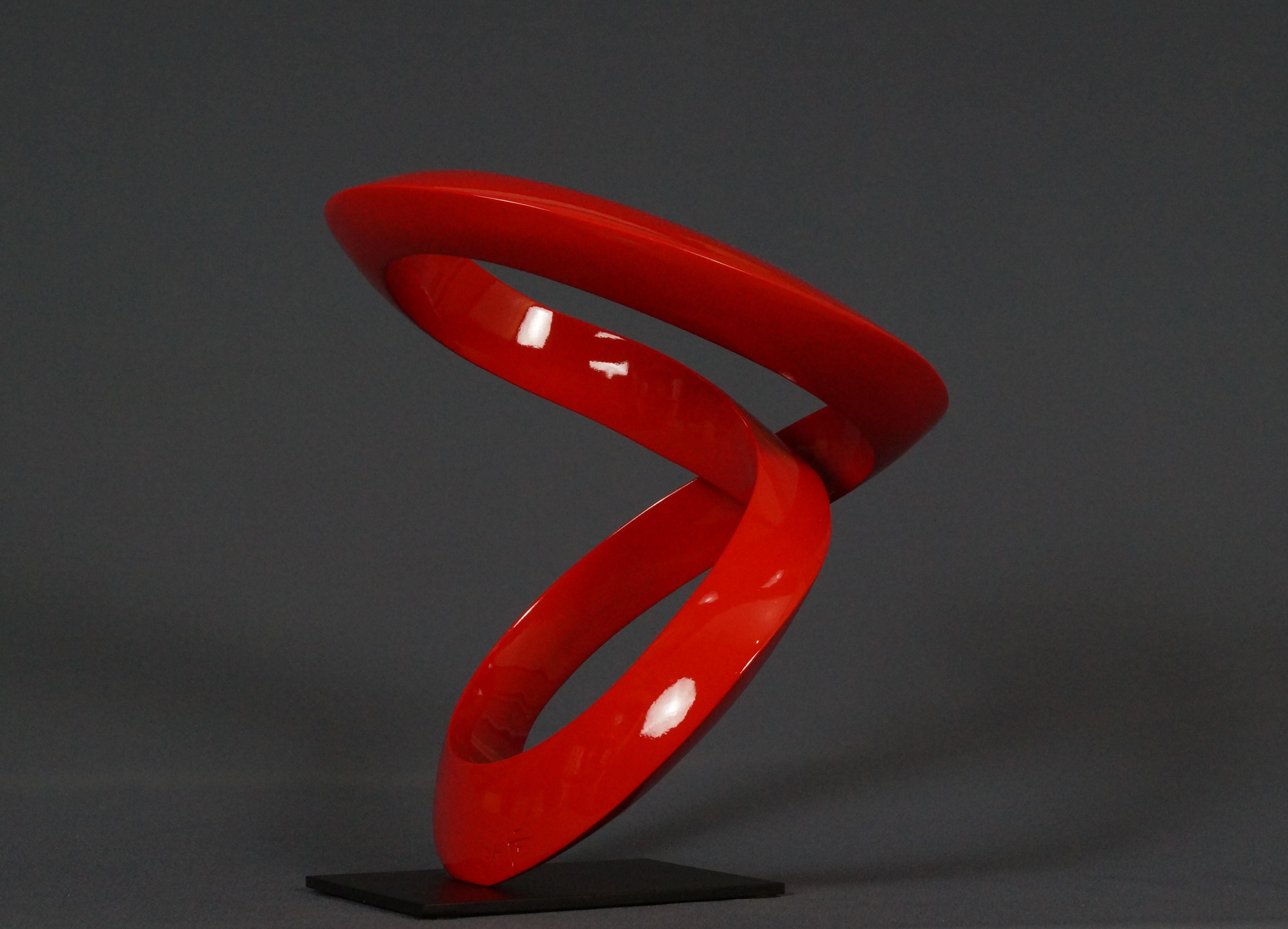 Edouard Hervé Abstract Sculpture - Pour toujours, bronze sculpture , red laquered , n:5/8 , weight 12 kg 