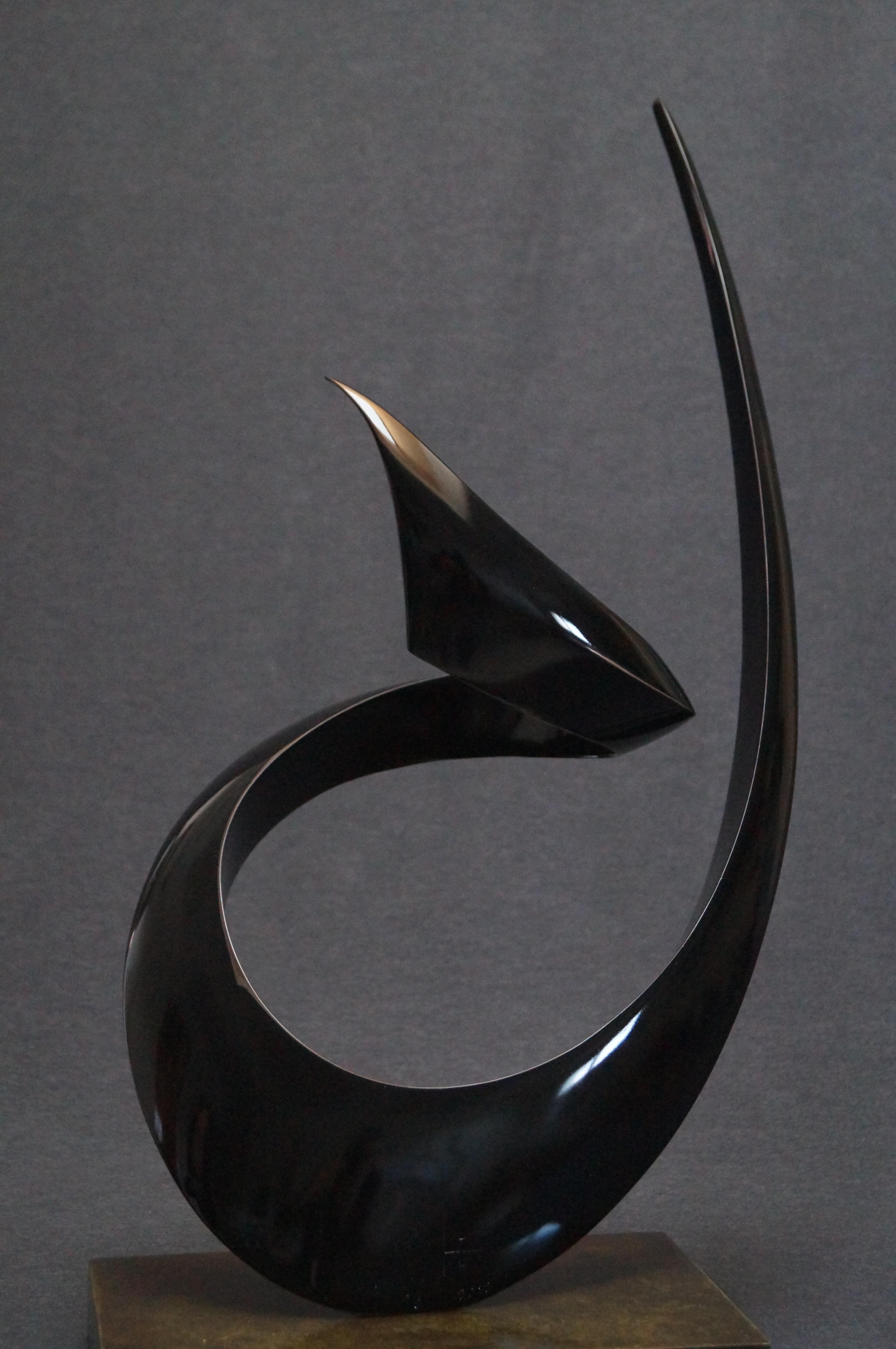 Edouard Hervé Abstract Sculpture - Turbulence , bronze sculpture , black patina n:4/8 , weight 12 Kg
