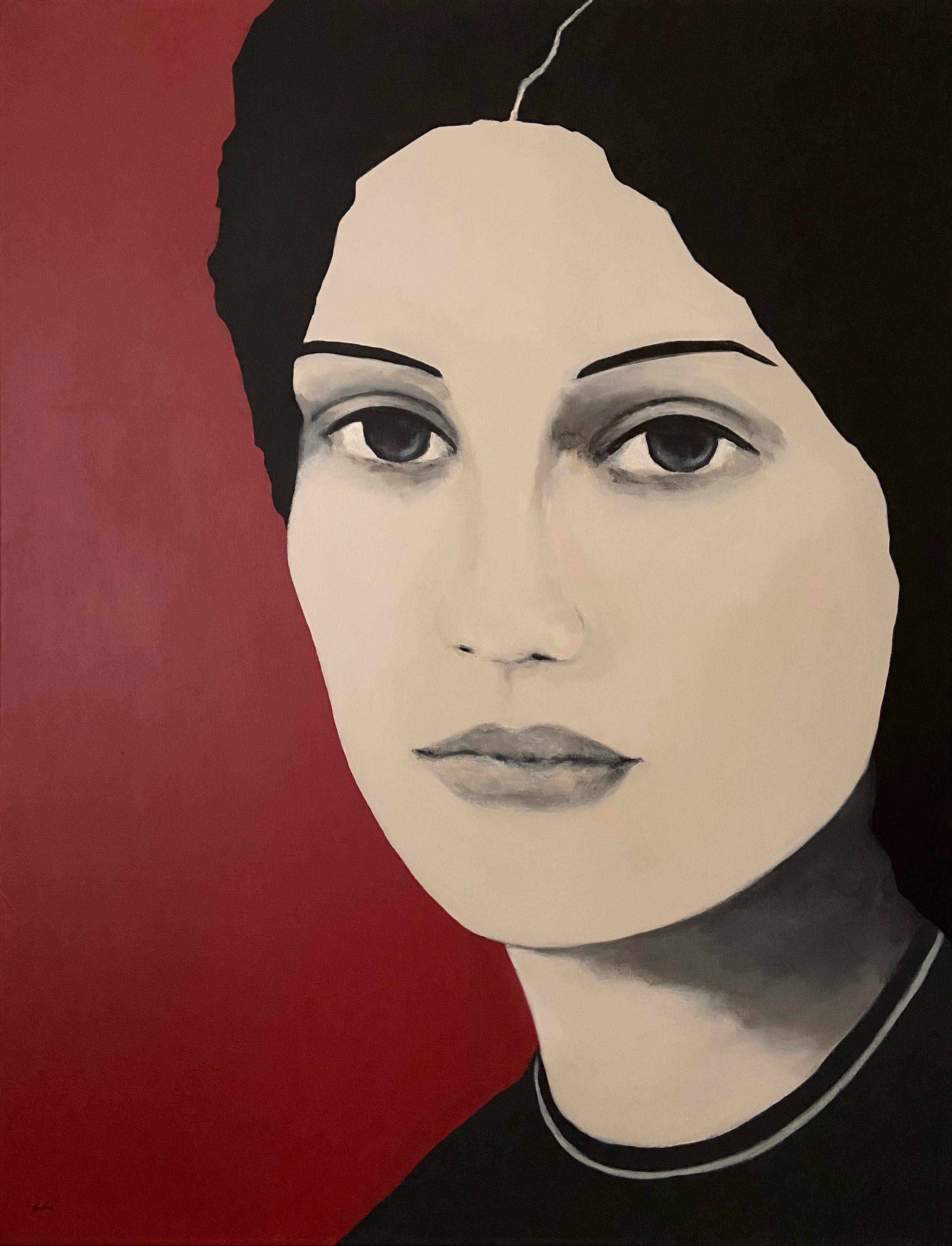 Portrait Painting Corine Laine - « Souvenirs », 2020, peinture acrylique sur toile, taille avec cadre 122 x 95 cm 