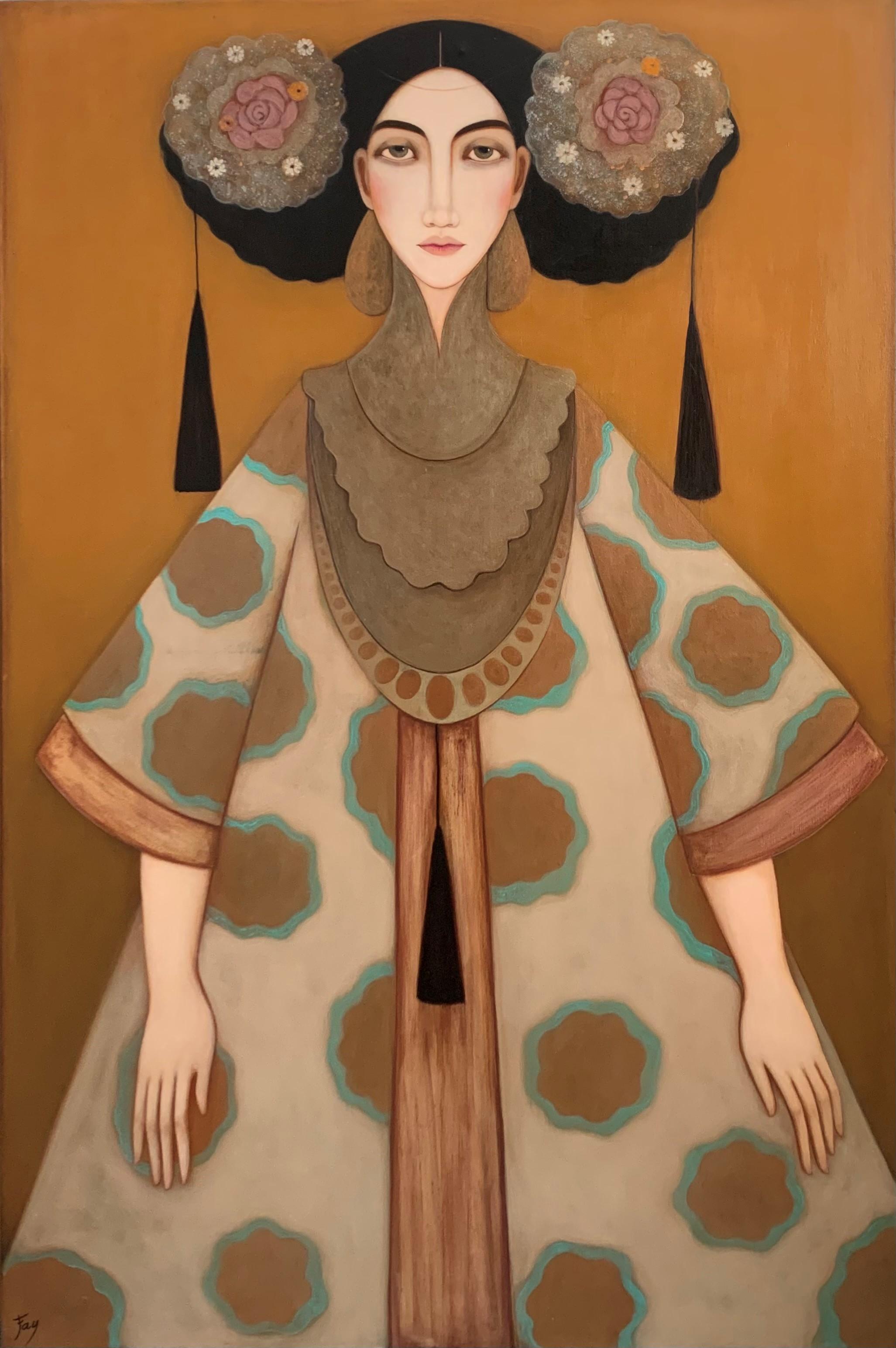Faiza Maghni  Portrait Painting - "Damas", mixed technique on canvas
