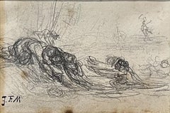 Antique Study of "Hylas and the nymphs", and on the backside, study of a peasant
