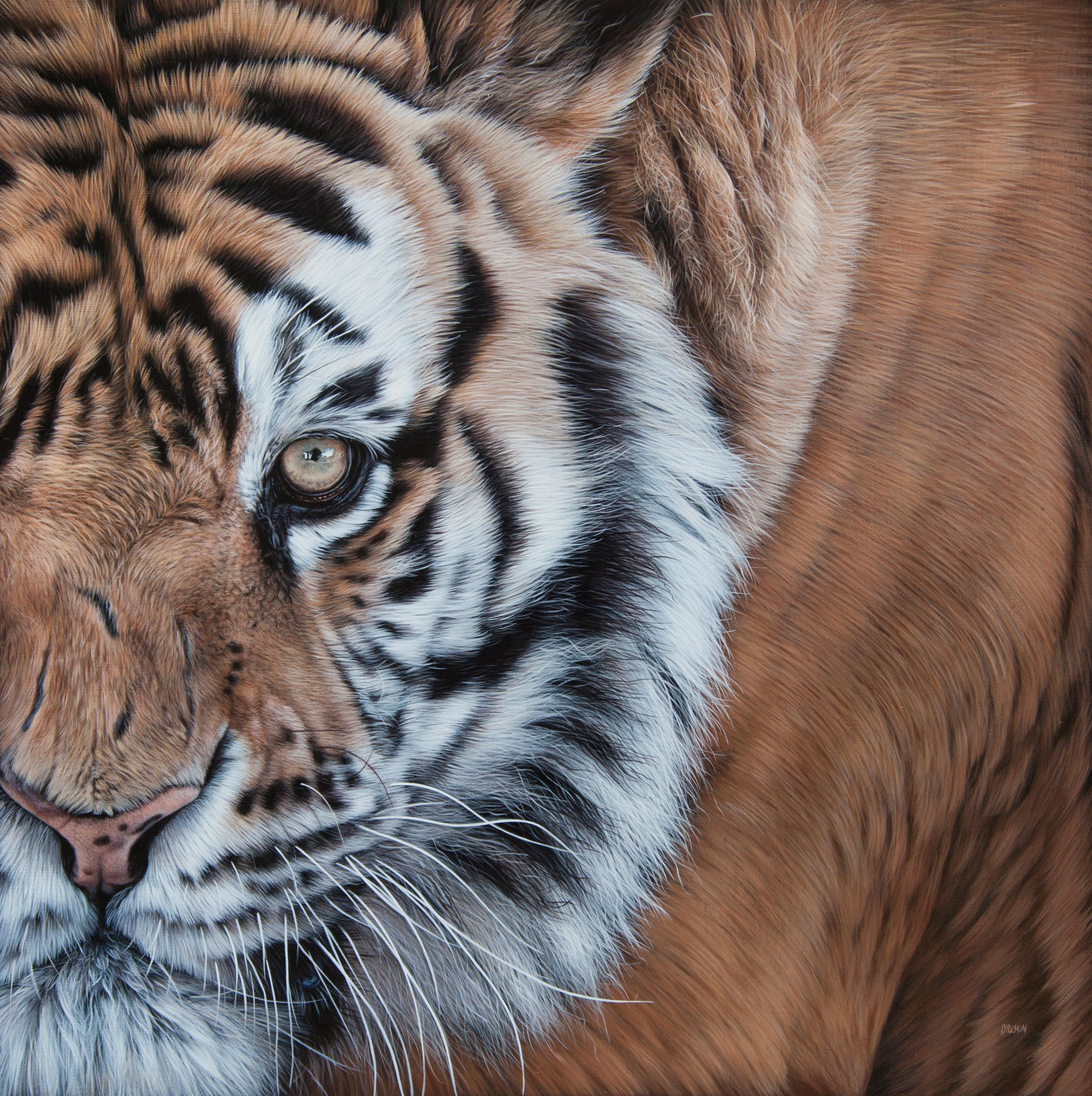 Christophe Drochon Animal Painting - Splendeur d'antan, tigre de Siberie