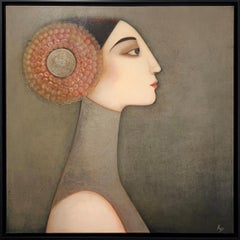 Sophia , mixed media on canvas , size with frame 94 x 94 cm