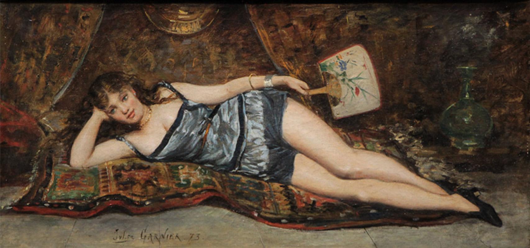 Lügnerin -akt- – Painting von Jules Arsène Garnier