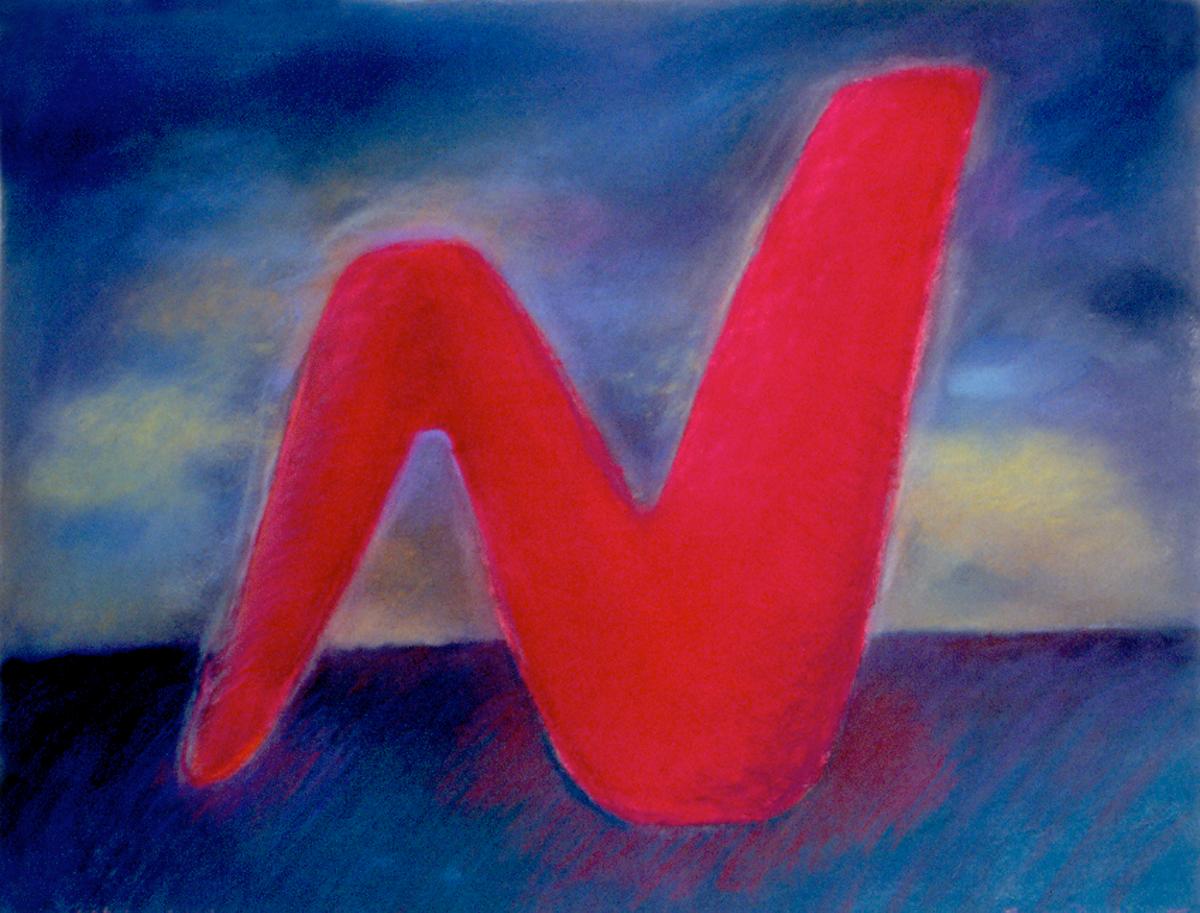 Marilyn Davidson Landscape Art - "Awakening of Desire", pastel in deep reds and blues