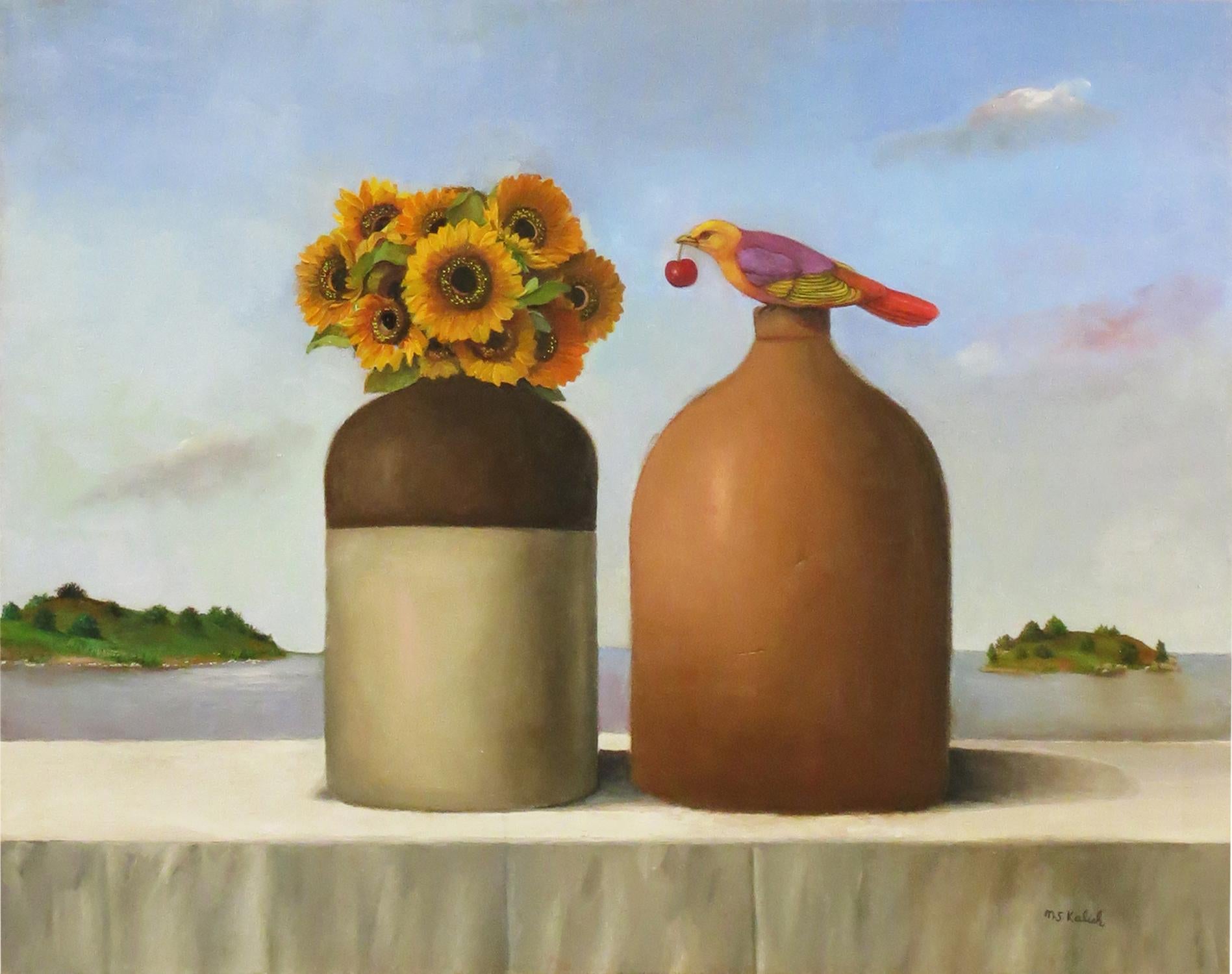 Muriel Kalish Still-Life Painting - Bird and Still Life