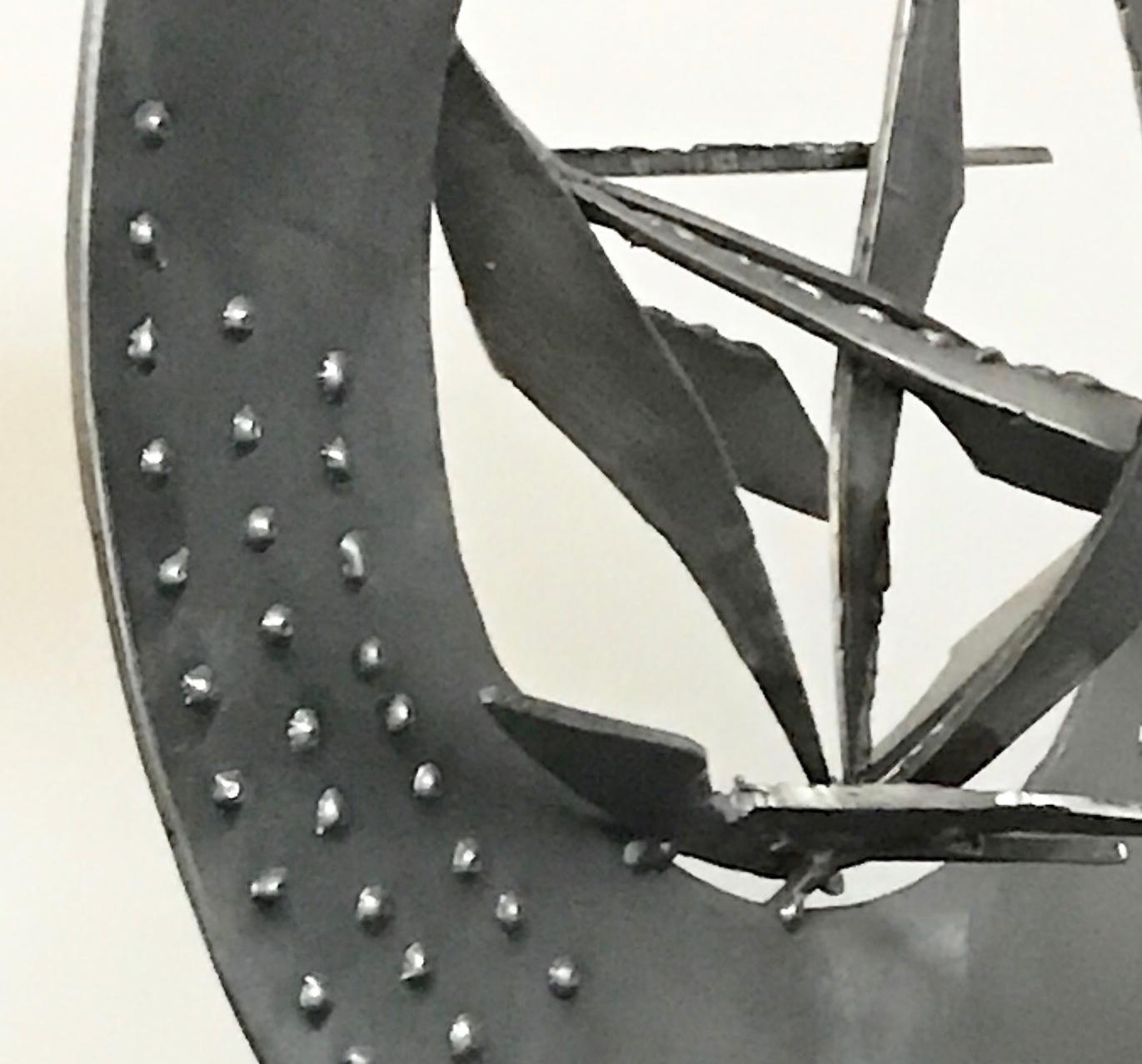 “Rift”, welded steel circle frames spiraling cluster of natural forms For Sale 1