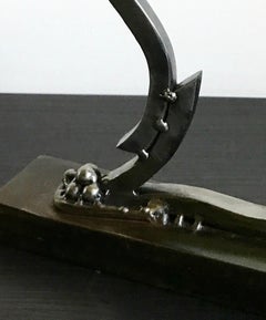 “Return of the Galactic Flower”, welded steel tabletop form in browns and black