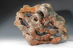 "Erosion", textured ceramic in browns and cream, embodies essential clay