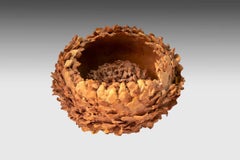 "Double Sea Flower", textured ceramic in deep pinks, embodies essential clay