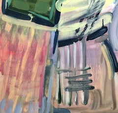 "Building Shapes", an architectural abstract in violets and greens