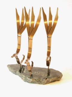 The Flight (wood bronze bird abstract art marble zen sculpture pedestal bird)