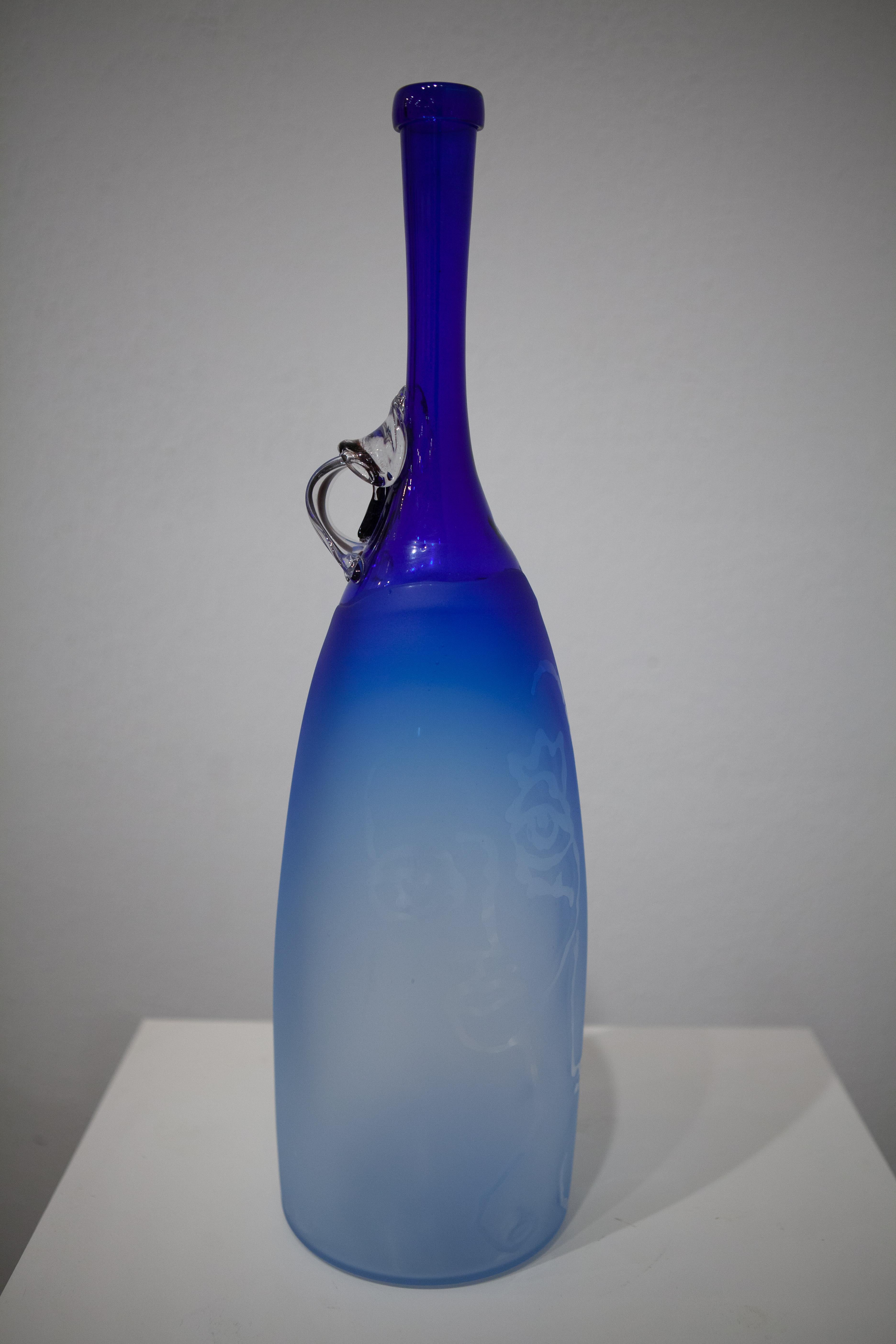 Muse Vase (blown glass design craft cobalt blue sleek table top sculpture object - Mixed Media Art by Robert Burch
