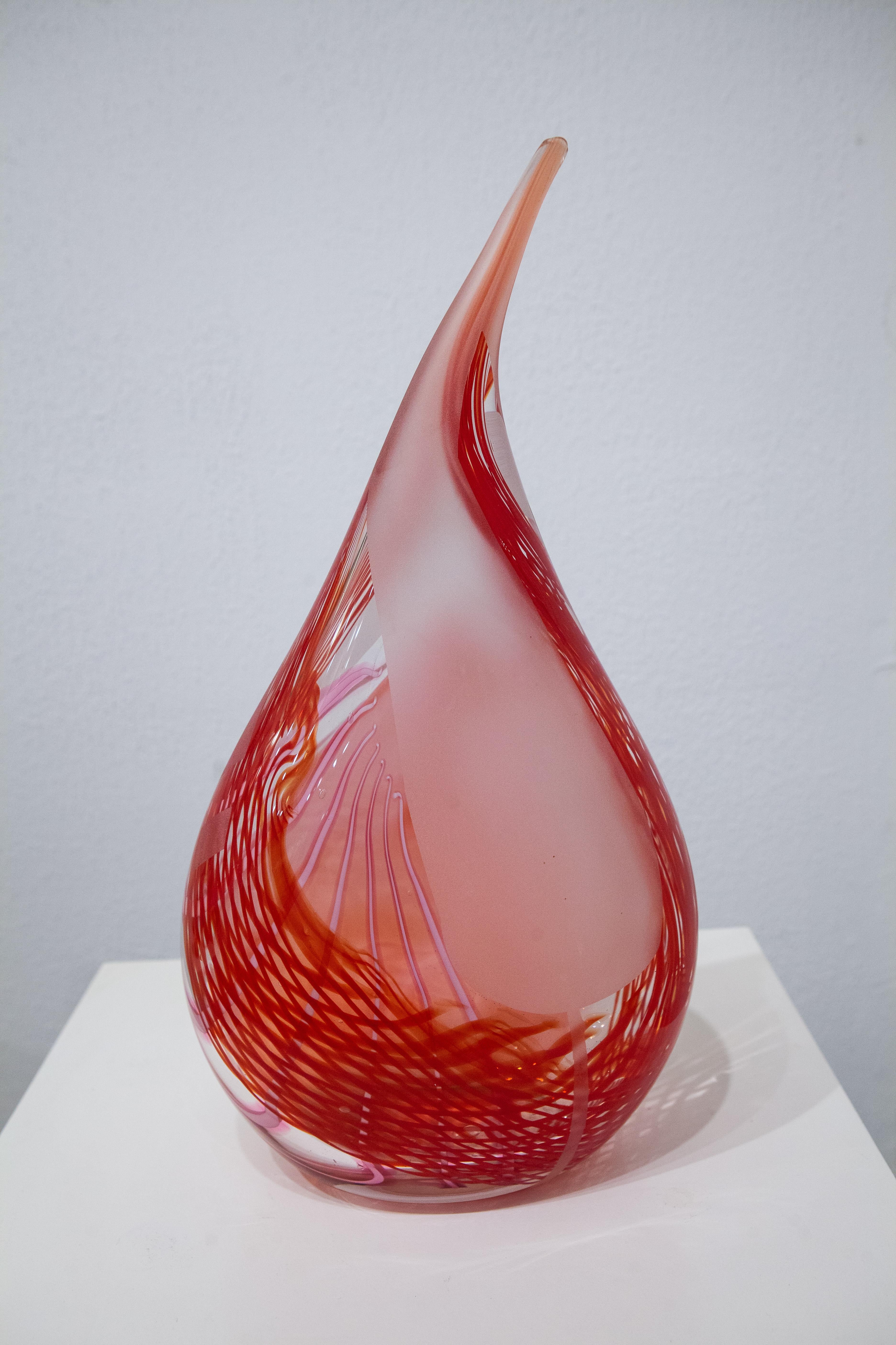 Robert Burch Abstract Sculpture - Red Teardrop