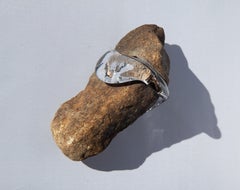 Split Rock (blown glass design craft rock organic texture table top sculpture)