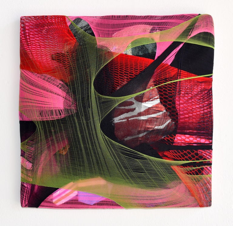 Anna Lena Sauer Wall Pillow 1 Red Abstract Fabric Painting Pink
