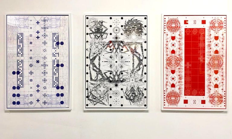 William Mora’s practice revolves around the process of reinterpreting ancient board games. Through his cultural prism shaped by personal interest including Japanese anime, video games graphic design and sound sampling, his work illustrates a