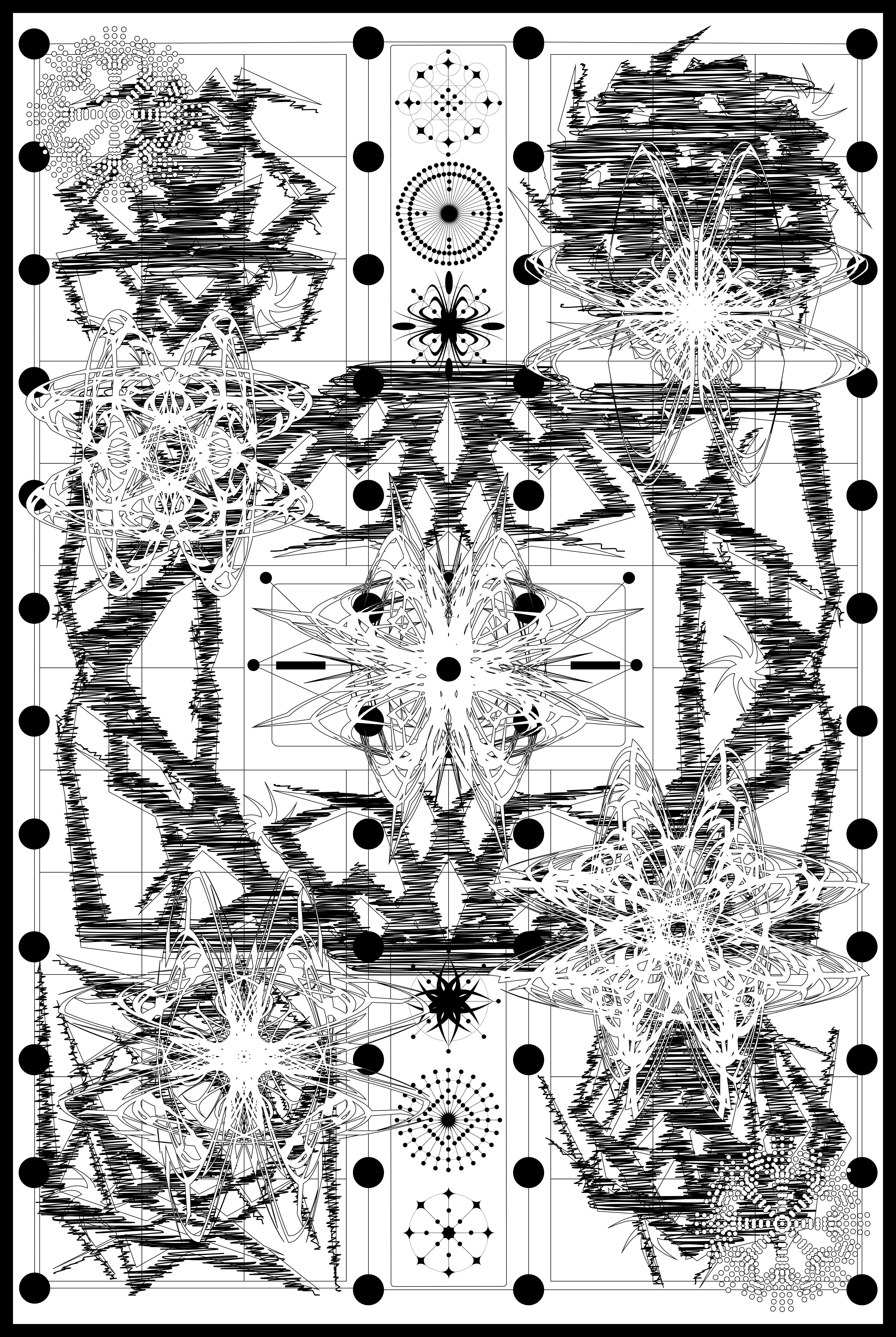 William Mora Abstract Print – Chec-Karte