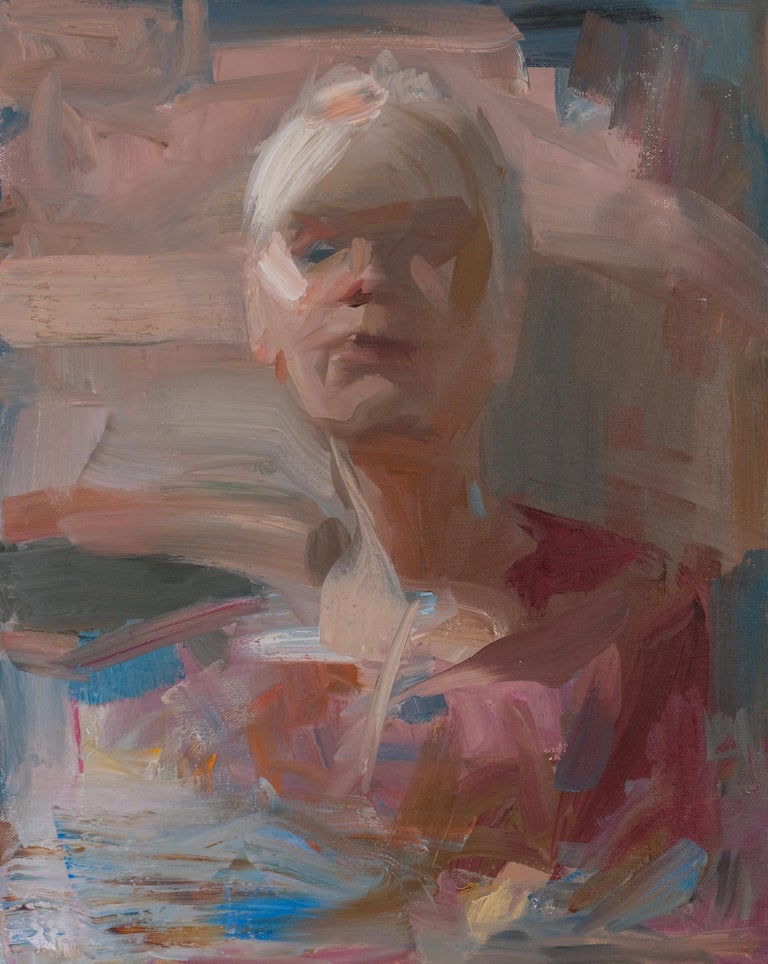 Lucas Bononi Portrait Painting - Portrait In Motion (gestural figurative portrait abstract realism woman painting