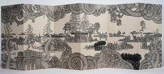 Journey #38 (monochrome grey pen drawing wood detailed oriental dansaekhwa)