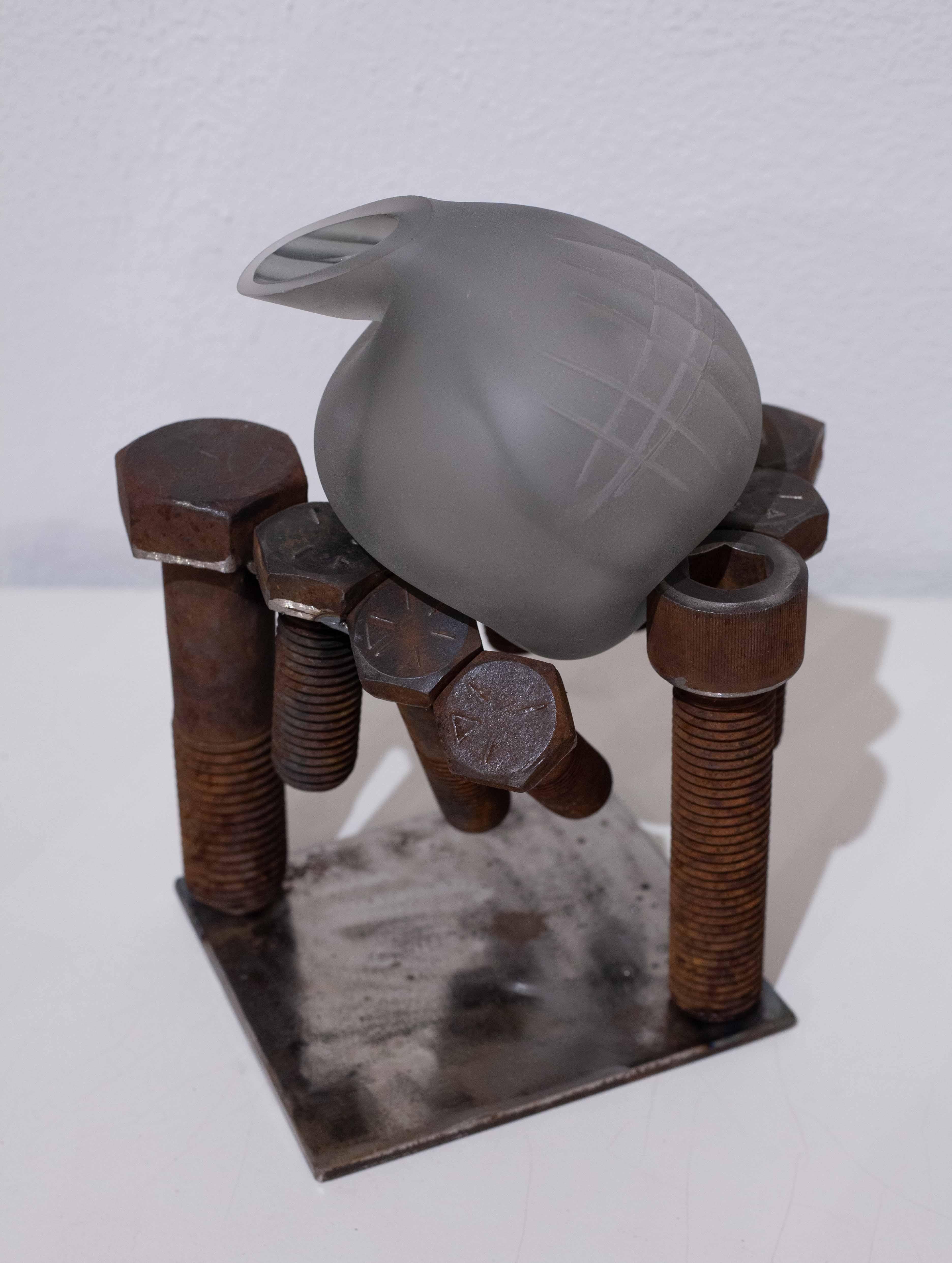 Bolt Study (blown glass design craft steel organic texture metal sculpture rust) - Mixed Media Art by Robert Burch