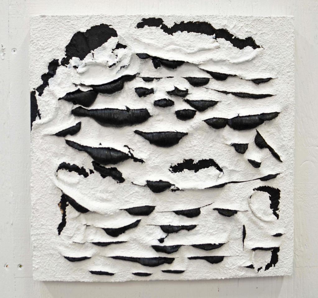 Lucas Biagini Abstract Painting - Z (Lucio Fontana slash oil painting abstract contemporary impasto black white)