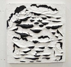 Z (Lucio Fontana slash oil painting abstract contemporary impasto black white)