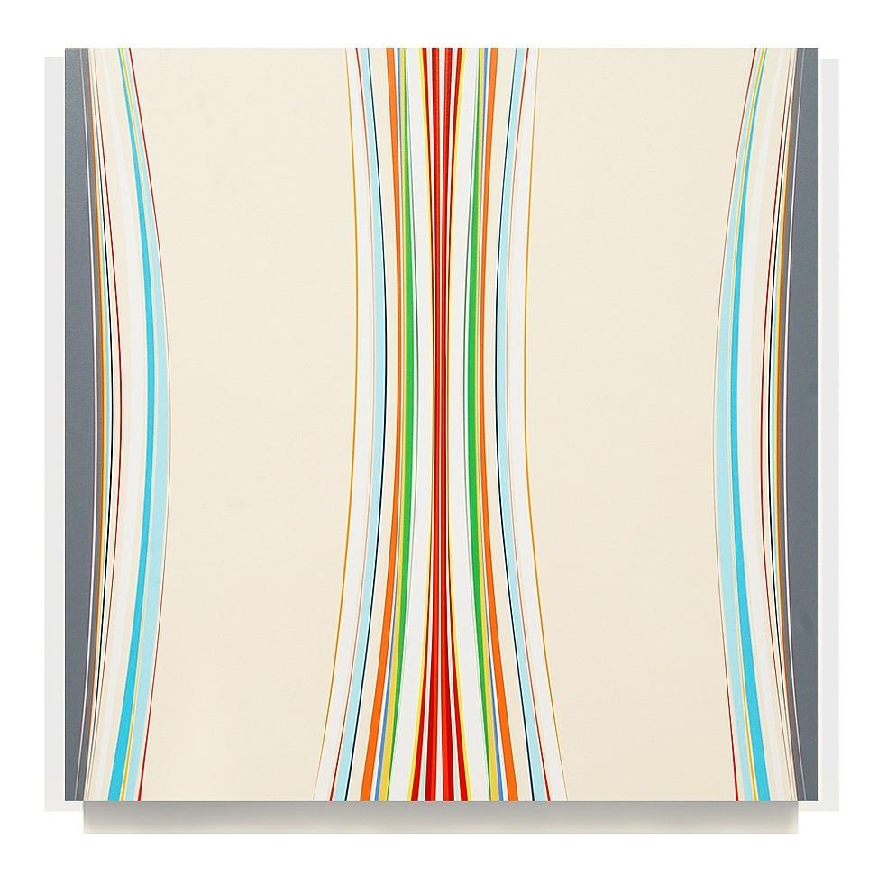 Kurt Herrmann Figurative Painting - Koko 2 (neutrals beige minimalist abstract hard-edge square painting stripes)