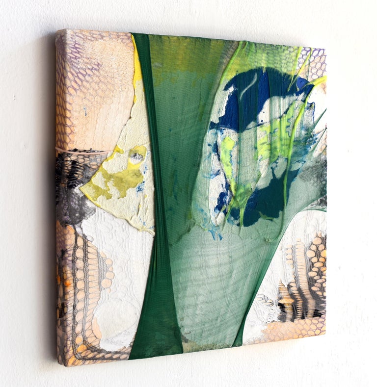 Anna Lena Sauer Nylon Painting 14 Textile Art Green Abstract