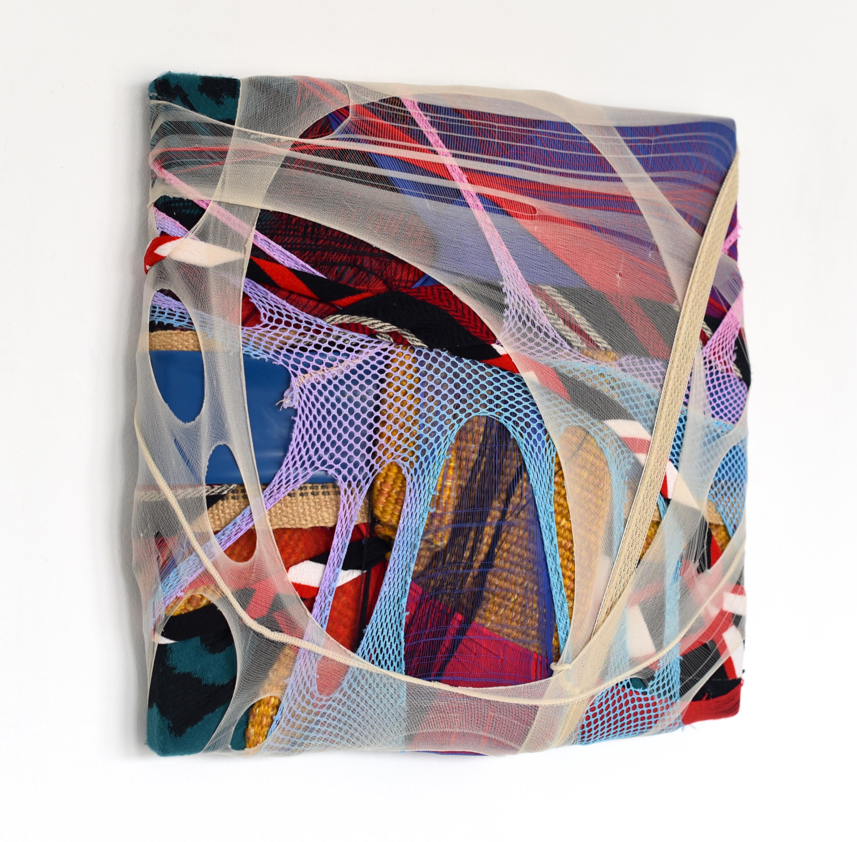 Misty Shroud (abstract pastels textile painting fabric mixed media contemporary) - Sculpture by Anna-Lena Sauer
