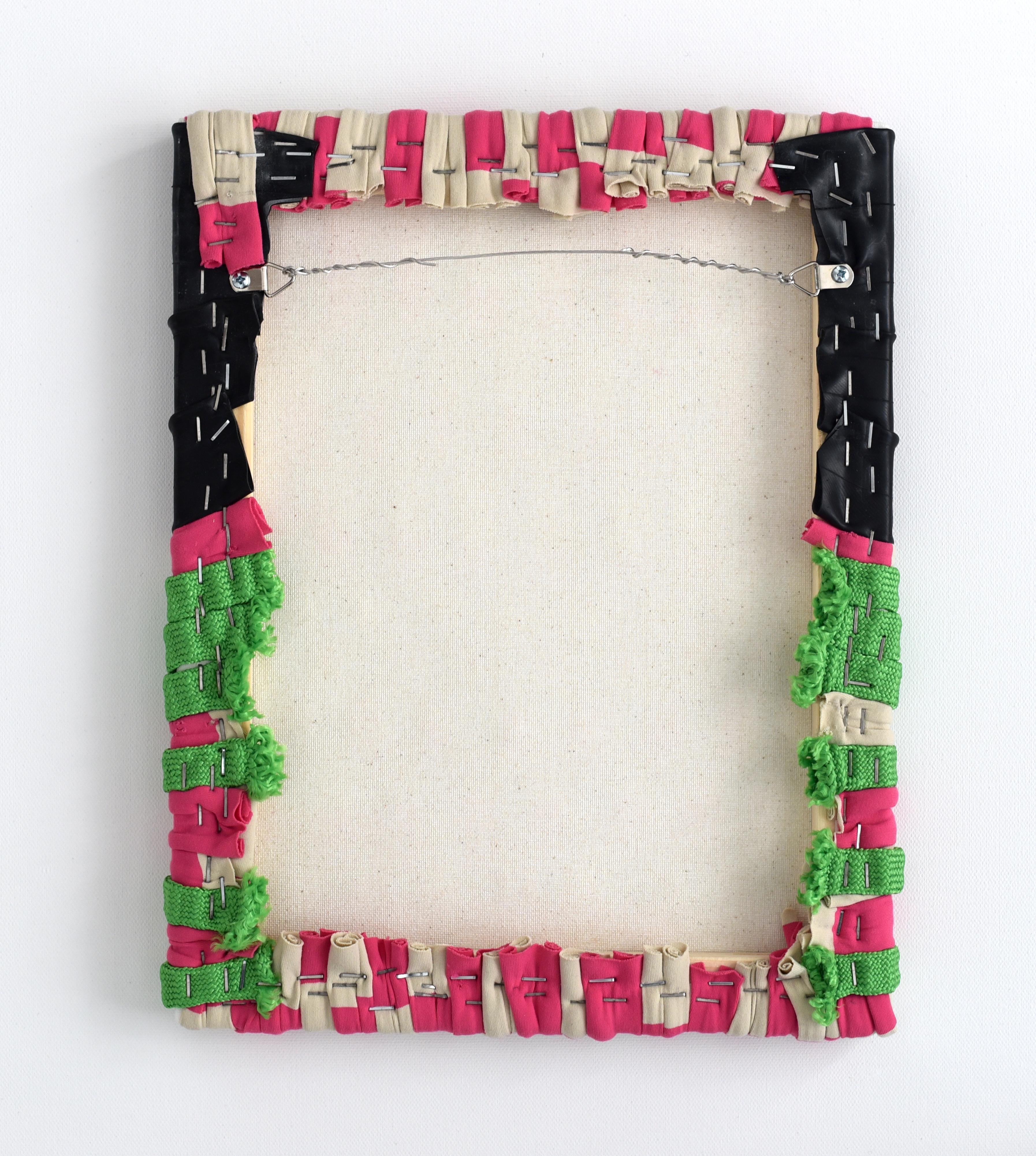 Irregular Patters 2 (red black green fabric wall art abstract sculpture grid) - Contemporary Mixed Media Art by Anna-Lena Sauer