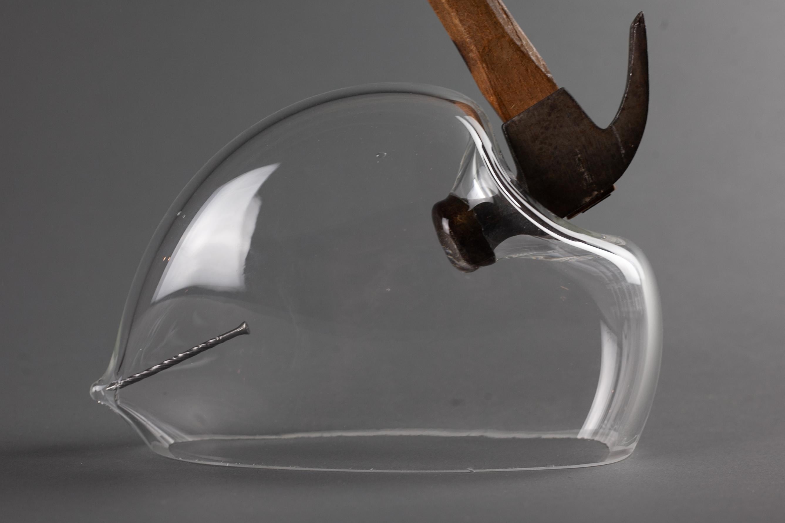 Movement Study (blown glass nail hammer table top object sculpture Chihuly) - Folk Art Mixed Media Art by Robert Burch