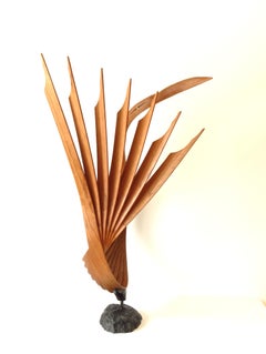 The seducer (wood bird bronze abstract native art zen sculpture pedestal minimal