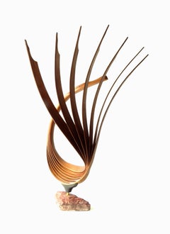 Return (black walnut wood bird abstract art zen sculpture pedestal minimal)