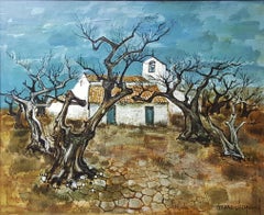 Marc Chapaud (French 1941); Chapelle et Oliviers Espagne; oil on canvas